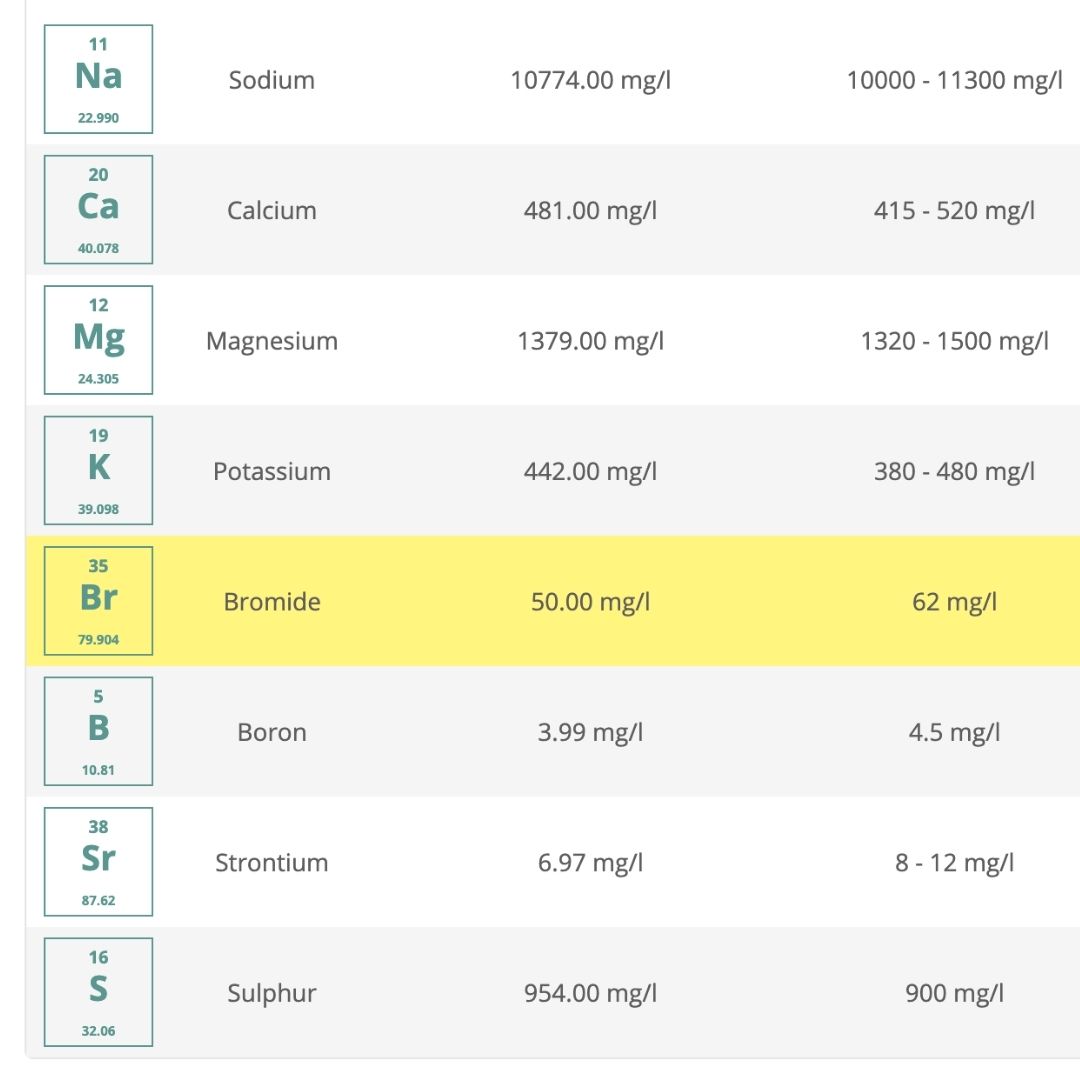 TRITON ICP-Ergebnisse — strukturierte Elementtabelle mit Messwerten im Vergleich zu Idealbereichen